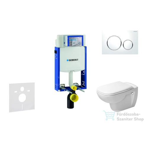 Geberit Kombifix falra szerelhető WC szett, Duravit D-Code rimless WC soft close ülőkével, Geberit Sigma 20 fehér/króm nyomólappal 10302005NH4