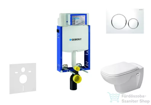 Geberit Kombifix falra szerelhető WC szett, Duravit D-Code rimless WC soft close ülőkével, Geberit Sigma 20 fehér/króm nyomólappal 10302005NH4