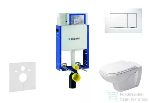 Geberit Kombifix falra szerelhető WC szett, Duravit D-Code rimless WC soft close ülőkével, Geberit Sigma 30 fehér/króm nyomólappal 10302005NH5