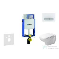   Geberit Kombifix falra szerelhető WC szett, Duravit D-Code rimless WC soft close ülőkével, Geberit Sigma 50 alpesi fehér/króm nyomólappal 10302005NH8