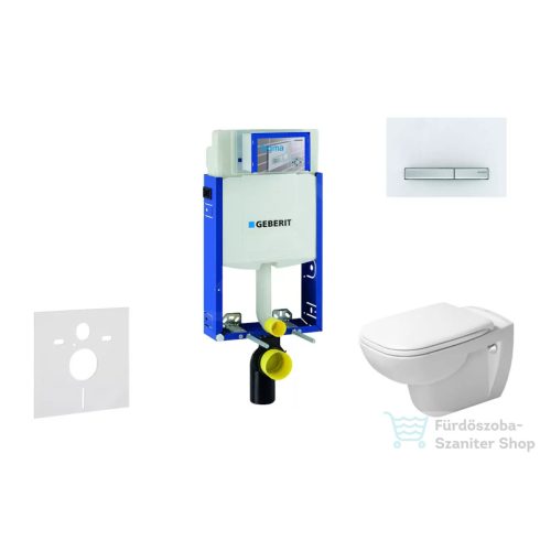 Geberit Kombifix falra szerelhető WC szett, Duravit D-Code rimless WC soft close ülőkével, Geberit Sigma 50 alpesi fehér/króm nyomólappal 10302005NH8