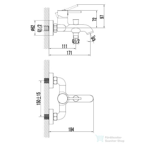 Kielle Oudee kádtöltő csaptelep, zuhanyszett nélkül, matt fekete 10315104