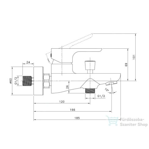 Kielle Vega kádtöltő csaptelep, zuhanyszett nélkül, gun metal 10318103