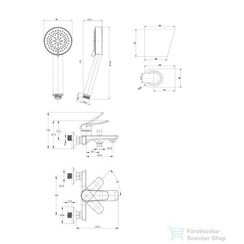 Kielle Nefia kádtöltő csaptelep, zuhanyszettel, króm 10327SN60