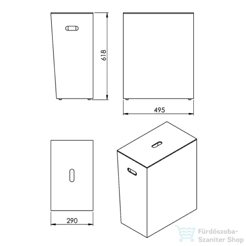 Sapho LUXURY szemetes, 49,5x61,8x29cm, fekete (103714)
