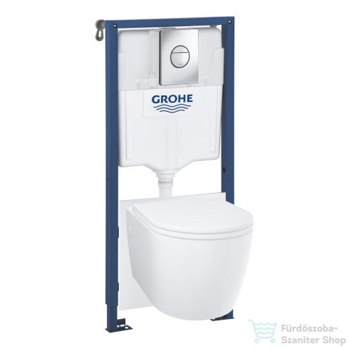 Grohe SOLIDO falra szerelhető WC szett, Start Round wc és soft close ülőkével, Grohe Sail króm nyomólappal 103846SH00