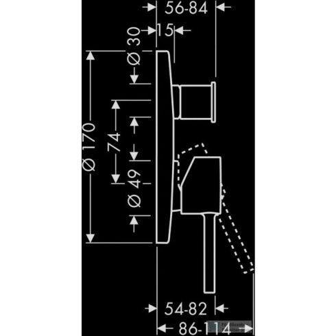 Hansgrohe Axor Starck egykaros, falsík alatti kádcsaptelep színkészlet, króm 10416000