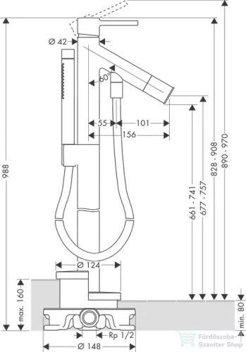 Hansgrohe AXOR STARCK szabadonálló, egykaros kádcsaptelep, króm 10456000