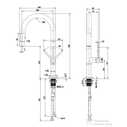 Kielle OUDEE kihúzható fejes mosogató csaptelep, króm 10502110