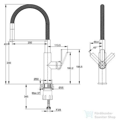 Kielle MAGNUS mosogató csaptelep rugalmas kifolyóval, króm 10516100