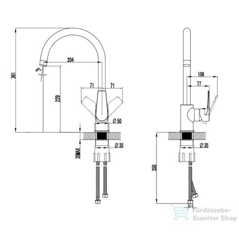 Kielle HARMONIA álló mosogató csaptelep, króm 10523100
