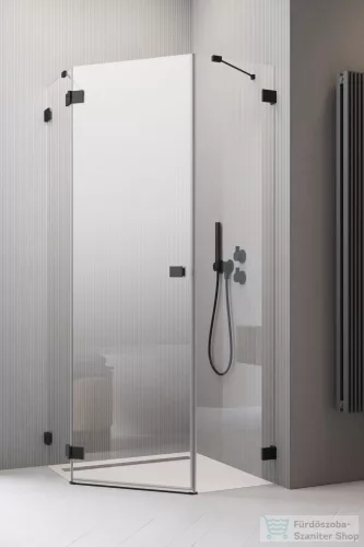 Radaway Essenza Pro 8 PTJ 80x80B szögletes zuhanykabin, balos, fekete 10530000-54-01L+10530100-01-01