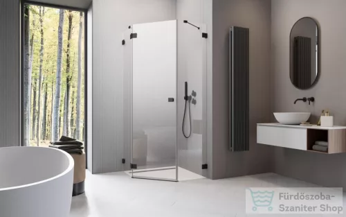 Radaway Essenza Pro 8 PTJ 80x80B szögletes zuhanykabin, balos, fekete 10530000-54-01L+10530100-01-01
