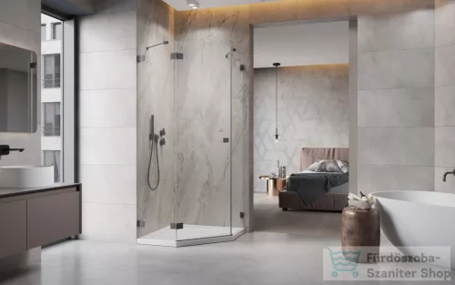 Radaway Essenza Pro 8 PTJ 100x100B szögletes zuhanykabin, balos, szálcsiszolt fegyvermetál 10530000-92-01L+10530300-01-01