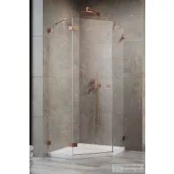   Radaway Essenza Pro 8 PTJ 90x90B szögletes zuhanykabin, balos, szálcsiszolt réz 10530000-93-01L+10530200-01-01