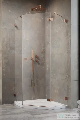 Radaway Essenza Pro 8 PTJ 80x80J szögletes zuhanykabin, jobbos, szálcsiszolt réz 10530000-93-01R+10530100-01-01