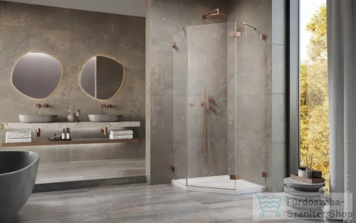 Radaway Essenza Pro 8 PTJ 80x80J szögletes zuhanykabin, jobbos, szálcsiszolt réz 10530000-93-01R+10530100-01-01