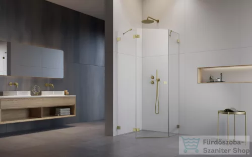 Radaway Essenza Pro 8 PTJ 100x100B szögletes zuhanykabin, balos, szálcsiszolt arany 10530000-99-01L+10530300-01-01