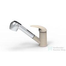   EVIDO Pinguin-S kihúzható zuhanyváltós gránit mosogató csaptelep, bézs/króm 105741