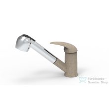   EVIDO Pinguin-S kihúzható zuhanyváltós gránit mosogató csaptelep, avena/króm 105752