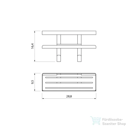 Sapho METAFORM MYLINE sarokpolc zuhanyzóba, 241x30x111mm, matt fekete (105T10001)