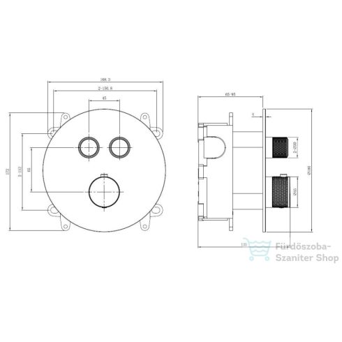 Kielle Oudee falsík alatti termosztátos 2 fogyasztós csaptelep alaptesttel, króm 10602200