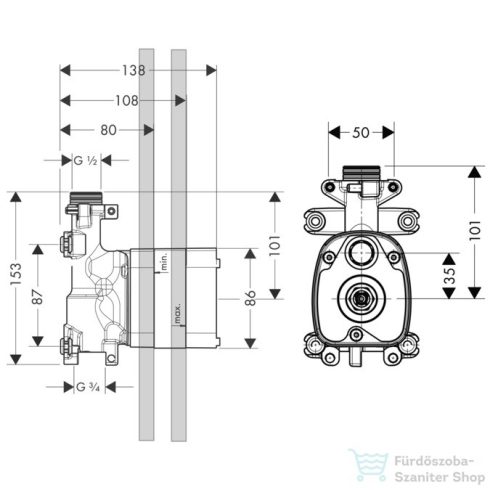 Hansgrohe Axor Starck ShowerCollection Kézizuhany modul alaptest DN15 10650180