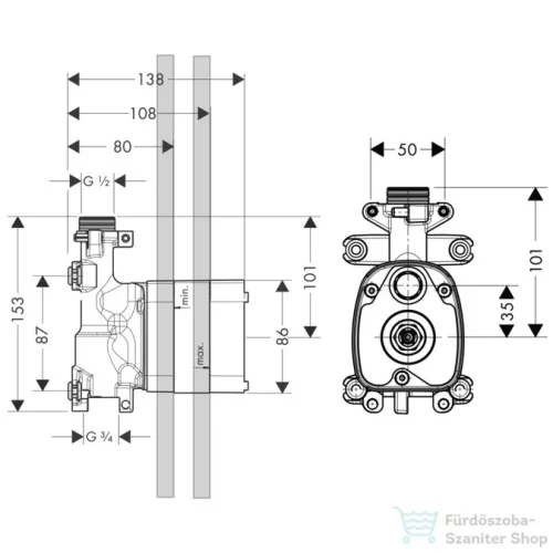 Hansgrohe Axor Starck ShowerCollection Kézizuhany modul alaptest DN15 10650180