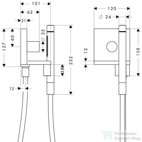 Hansgrohe Axor ShowerSolution zuhanyszett elzárószeleppel, gégecső csatlakozóval, alaptest nélkül, króm 10651000