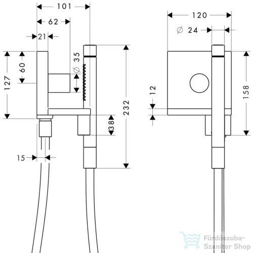 Hansgrohe Axor ShowerSolutions zuhanyszett elzárószeleppel, gégecső csatlakozóval, alaptest nélkül, polírozott fekete króm 10651330