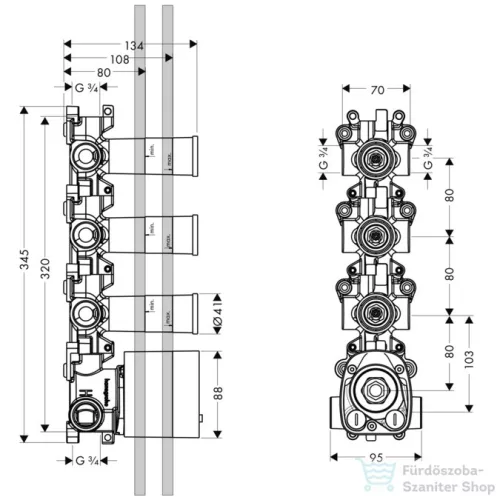 Hansgrohe Axor Starck ShowerCollection Termosztát modul alaptest DN20 10750180