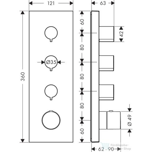 Hansgrohe Axor Starck ShowerCollection Termosztát modul színkészlet DN20, króm 10751000