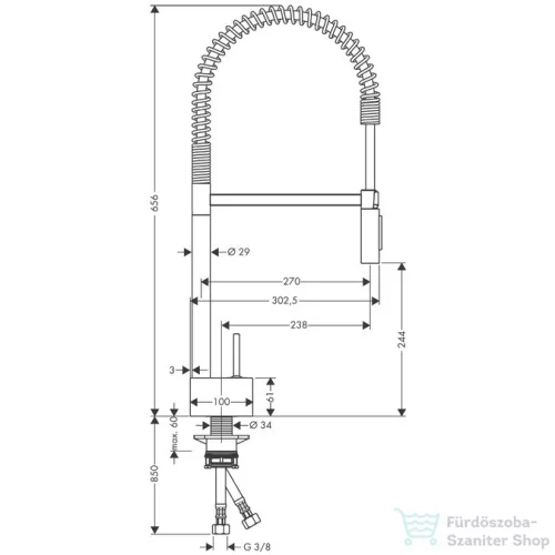 Hansgrohe Axor Starck Semi-Pro egykaros konyhai csaptelep DN15, króm 10820000
