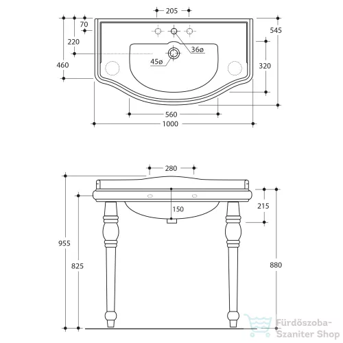 Sapho Kerasan láb 100cm-es mosdóhoz /db 108301