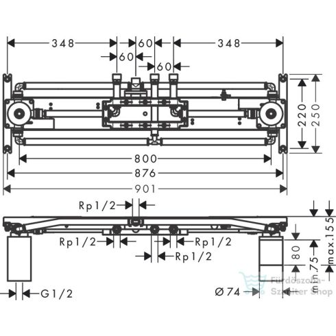 Hansgrohe Axor alaptest ShowerHeaven 1200 4jet fejzuhany világítással 10922180