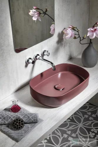 Sapho INFINITY OVAL kerámiamosdó, 55x36cm, gesztenye vörös (10NF65055-2R)