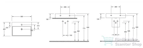 Sapho Purity pultra szerelhető mosdó60x13x42 cm 10PL50060