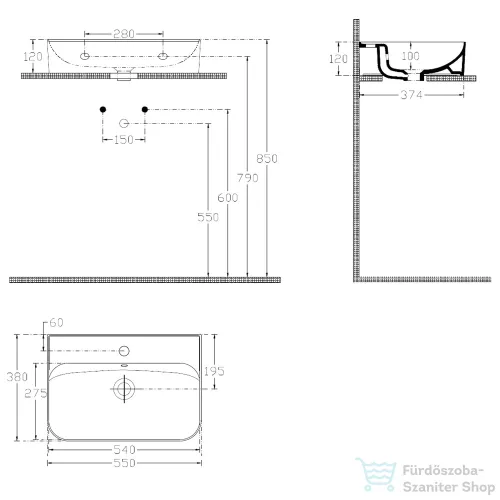 Sapho ISVEA SISTEMA U kerámiamosdó, 55x38cm (10PL53055)