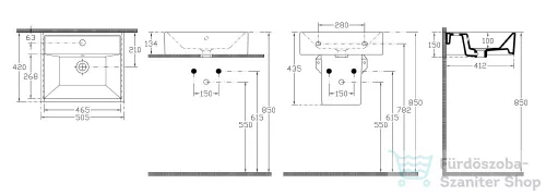 AQUALINE SISTEMA kerámiamosdó, pultra vagy falra szerelhető, 50x42cm 10SF50051
