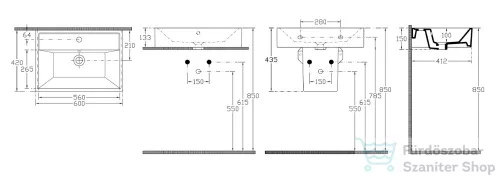AQUALINE SISTEMA kerámiamosdó, pultra vagy falra szerelhető, 60x42cm 10SF50060