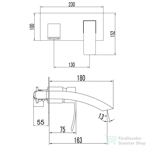 Sapho GINKO falba süllyesztet mosdócsaptelep, leeresztő nélkül,  matt fekete (1101-07B)