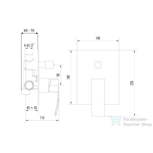 Sapho GINKO Falbaépíthatő csaptelep, kétirányú, zuhany nélkül, króm 1101-42