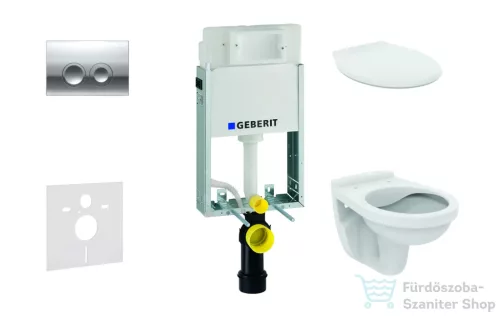 Geberit Kombifix falra szerelhető WC szett, Ideal Standard Alpha WC ülőkével, Delta 21 fényes króm nyomólappal 110100001NR2