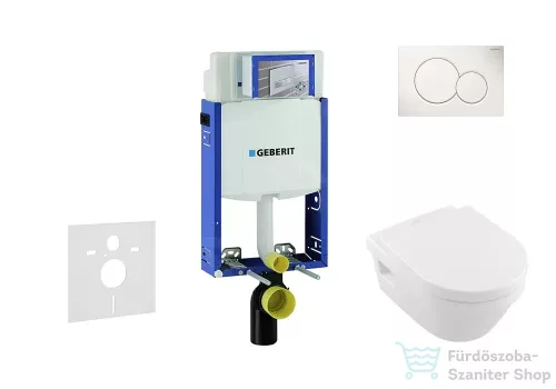 Geberit Kombifix falra szerelhető WC szett, Villeroy & Boch Omnia Architectura CeramicPlus Wc soft close ülőkével, Sigma 01 alpesi fehér nyomólappal 110302005NB1