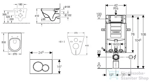 Geberit Kombifix falra szerelhető WC szett, Villeroy & Boch Omnia Architectura CeramicPlus Wc soft close ülőkével, Sigma 01 alpesi fehér nyomólappal 110302005NB1