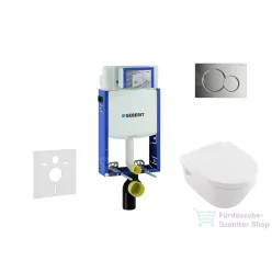   Geberit Kombifix falra szerelhető WC szett, Villeroy & Boch Omnia Architectura CeramicPlus Wc soft close ülőkével, Sigma 01 fényes króm nyomólappal 110302005NB2