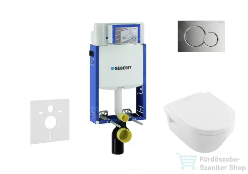 Geberit Kombifix falra szerelhető WC szett, Villeroy & Boch Omnia Architectura CeramicPlus Wc soft close ülőkével, Sigma 01 fényes króm nyomólappal 110302005NB2