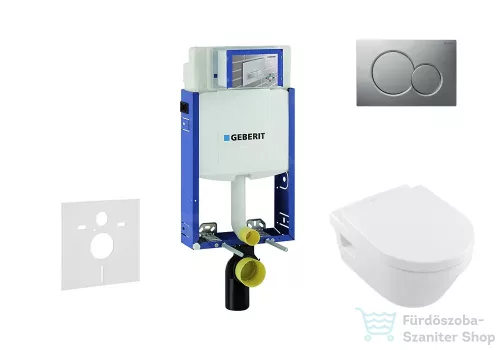 Geberit Kombifix falra szerelhető WC szett, Villeroy & Boch Omnia Architectura CeramicPlus Wc soft close ülőkével, Sigma 01 matt króm nyomólappal 110302005NB3