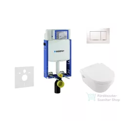   Geberit Kombifix falra szerelhető WC szett, Villeroy & Boch Omnia Architectura CeramicPlus Wc soft close ülőkével, Sigma 30 fehér/króm nyomólappal 110302005NB5