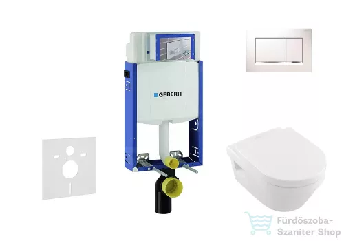 Geberit Kombifix falra szerelhető WC szett, Villeroy & Boch Omnia Architectura CeramicPlus Wc soft close ülőkével, Sigma 30 fehér/króm nyomólappal 110302005NB5